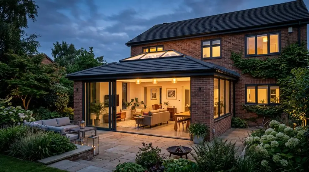 Conservatory roof lantern and bi-fold door installation